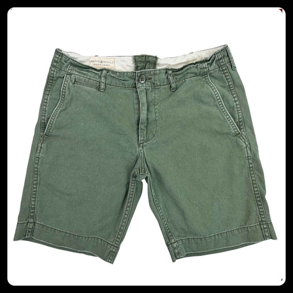Denim & Supply Ralph Lauren Chino Shorts Men 30 Olive Military Prep Workwear